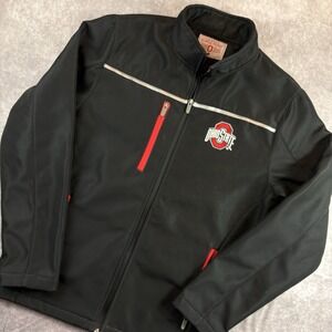 Ohio State Buckeyes Jacket Mens Medium Black Long Sleeve Mock Neck Full Zip NCAA